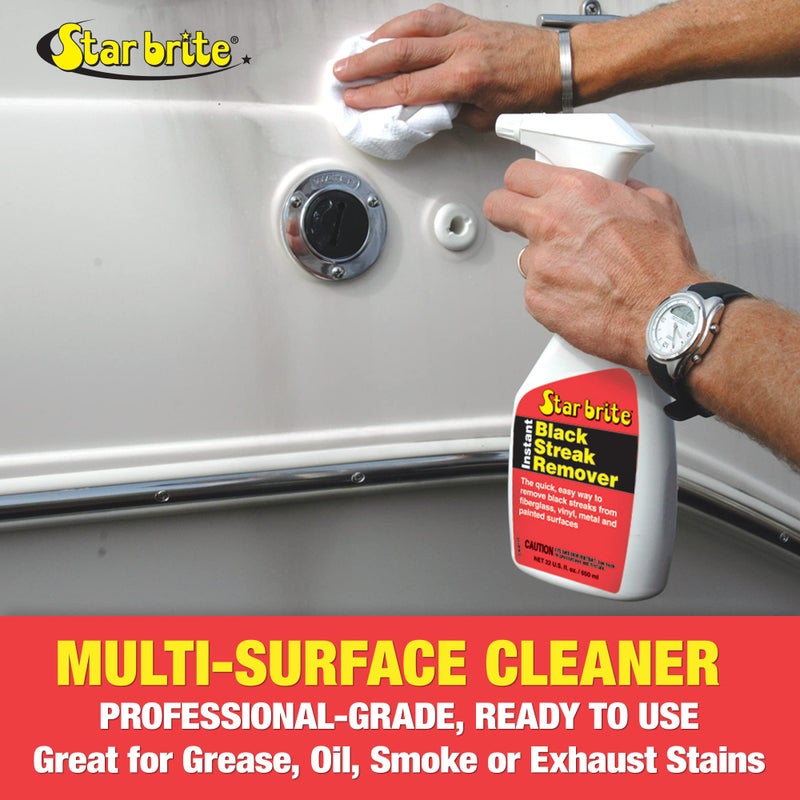 Star Brite ستار برايت مزيل البقع السوداء بالرذاذ - مزيل الخطوط السوداء الفوري للقوارب، المركبات الترفيهية، المعسكرات، وأكثر - آمن للألياف الزجاجية، المعدن، البلاستيك، والأسطح المطلية - 22 أونصة (071622P) - Image 1